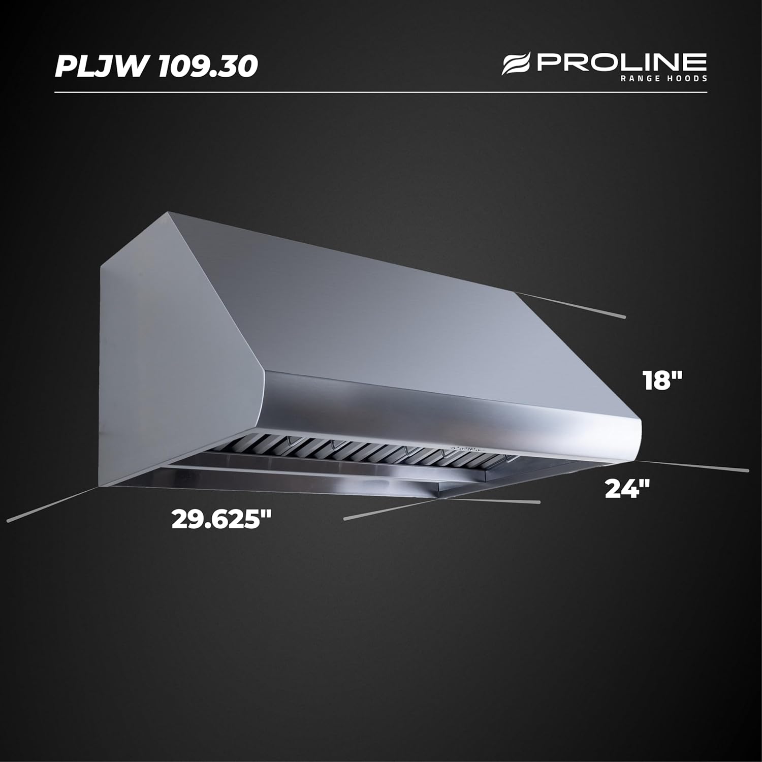 PROLINE 30-Inch Wall/Under Cabinet Range Hood, Ducted, 1000 CFM, Stainless Steel, LED Lights, ULTRA-QUIET Blower Motor, 4 Speed, 3-Year Warranty, PLJW 109.30, Kitchen Hood