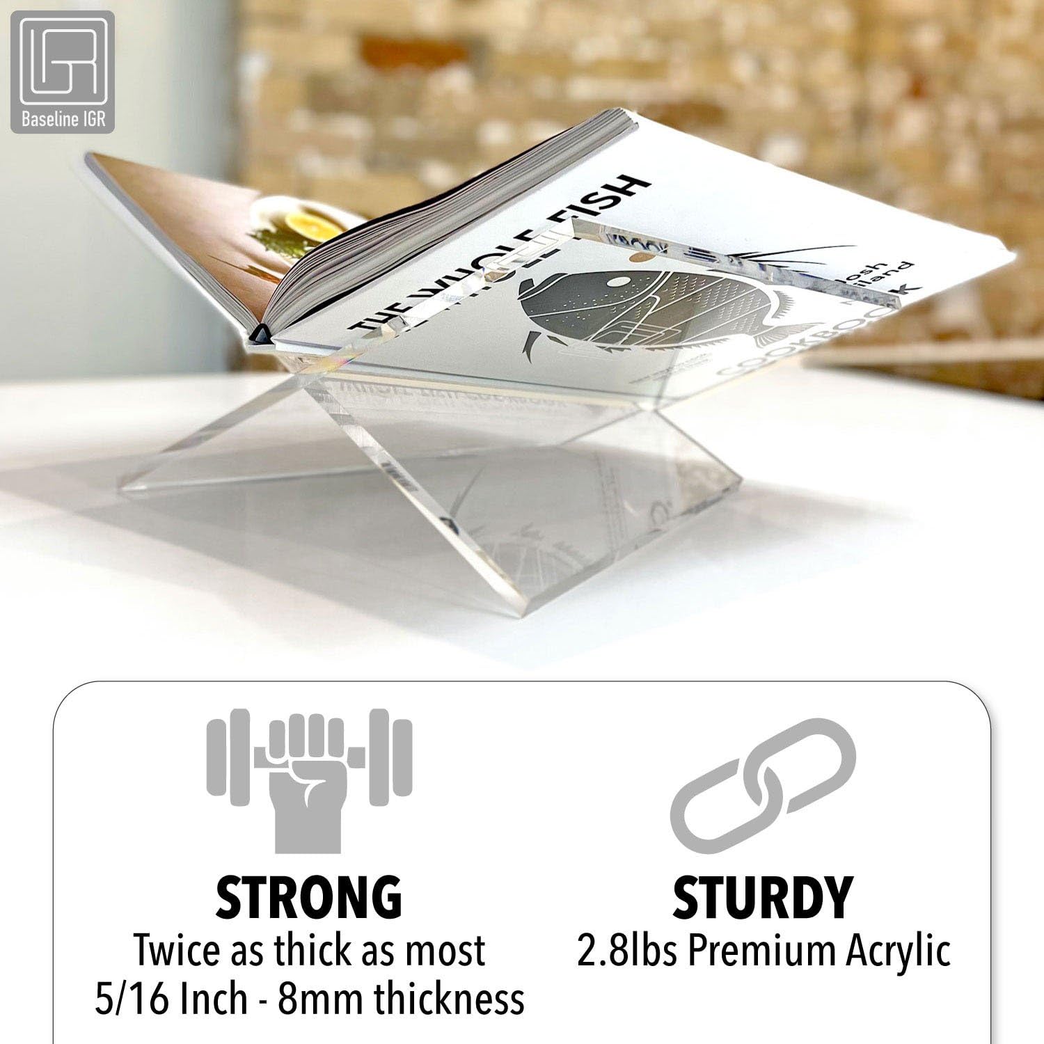 Leggio medio in acrilico trasparente, 22,1 x 16 x 9,1 cm, supporto per libri in acrilico, supporto aperto per esporre e leggere libri di cucina, libri d'arte, bibbie, riviste, casa e
