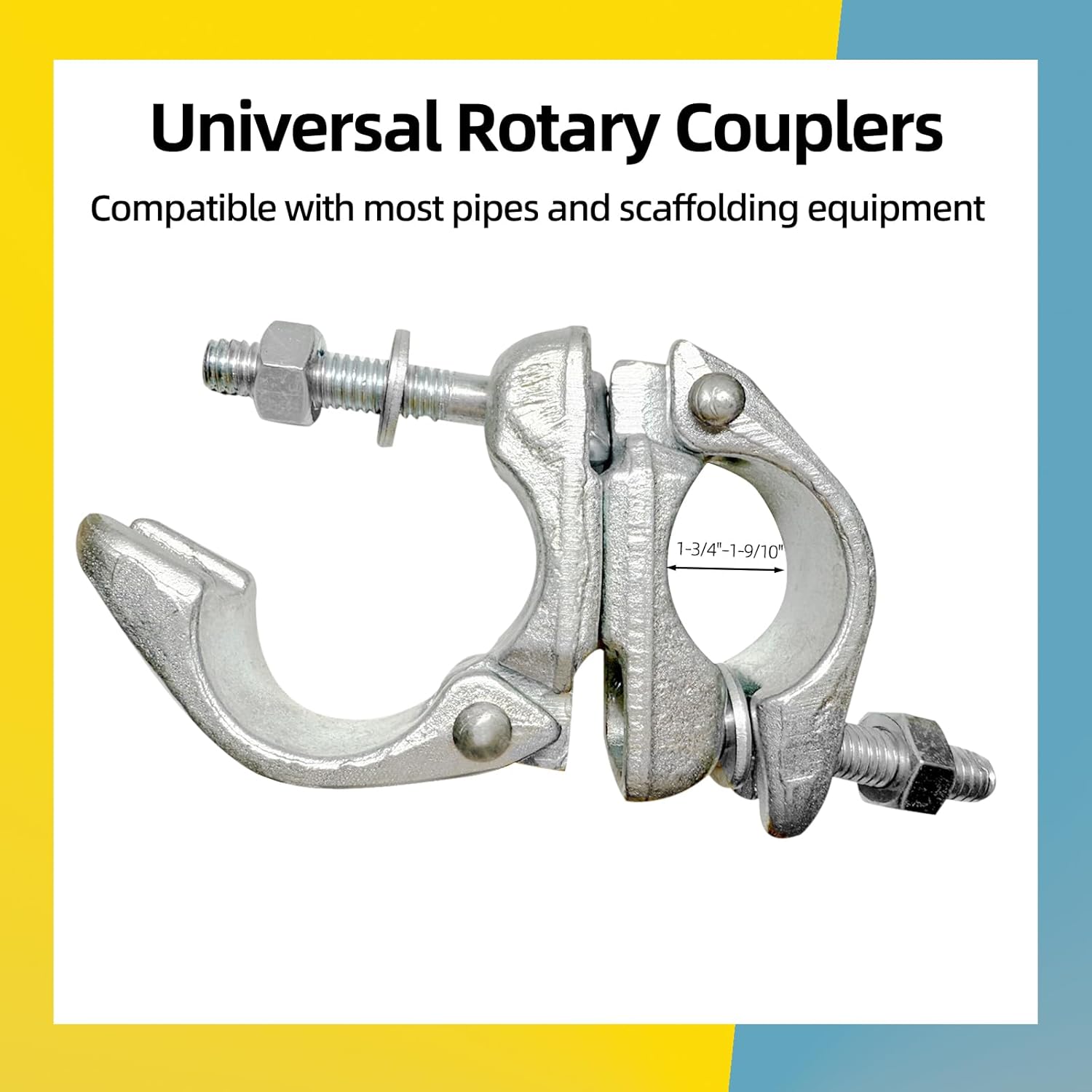 Scaffolding Forged Couplers, Swivel Tube Clamp for 1.65-1.9 inch(42mm to 48mm) OD Tube, 4Pack Rotary Couplers Scaffolding Tools