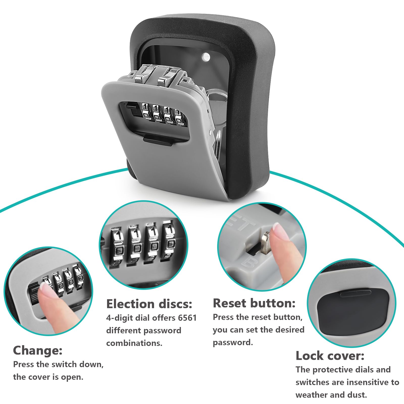 Cassaforte Per Chiavi Da Esterno - Combinazione 4 Cifre, Impermeabile, Montaggio A Parete | Per Casa, Ufficio, Garage - Foto 4