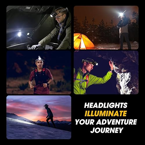 Miniatura 4 de Linterna frontal recargable de 1,000,000 lúmenes, 5 modos y lámpara de cabeza impermeable IP68, faros delanteros para adultos recargables, luces de