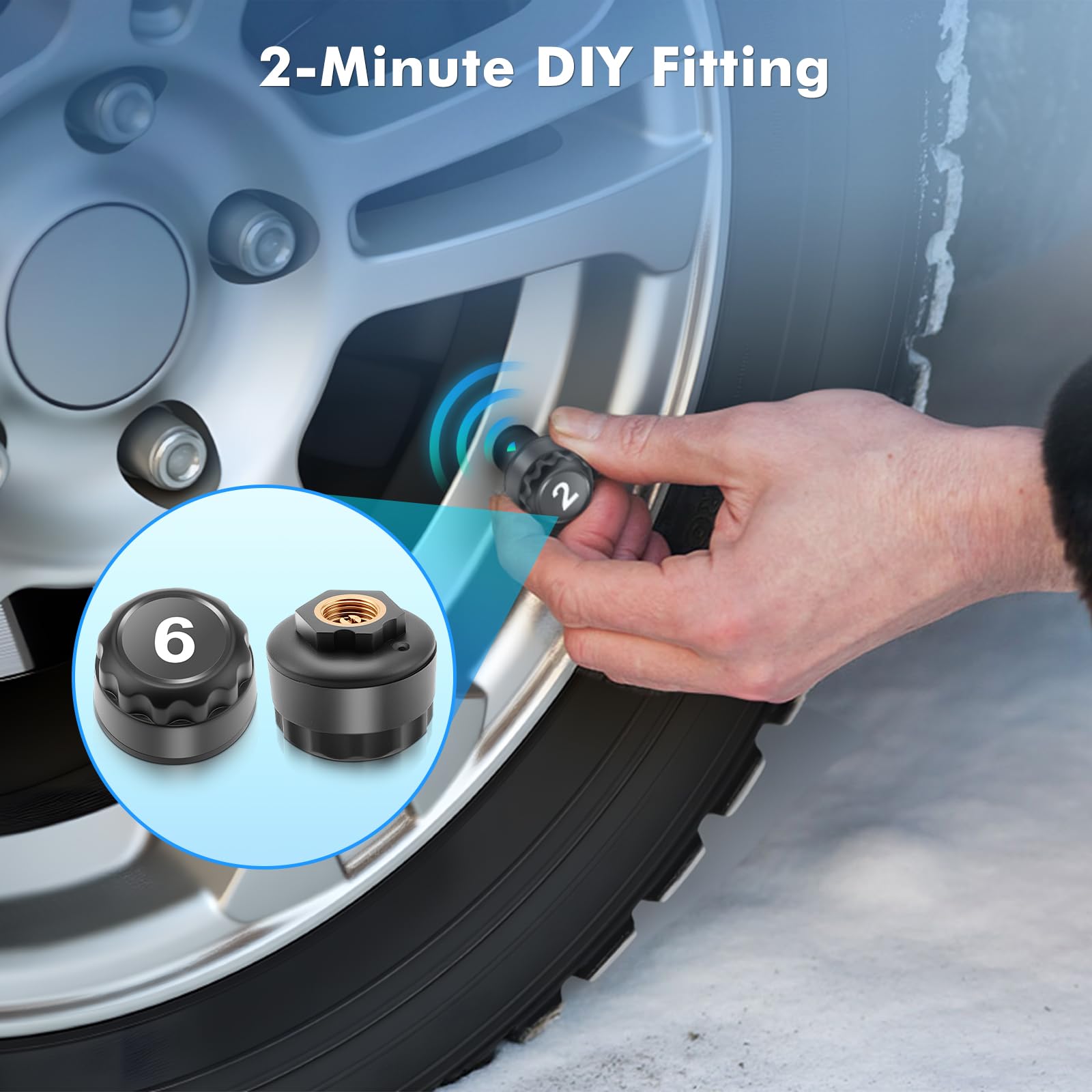 TPMS Sistema Monitoreo Presión Neumáticos, 4/6 modalità di cambiu di ruti, 9.9bar/144psi,Carga Solar/USB,6 Funciones de AlarmaparaVehículos Pesados/Caravanas/Autocares (Comercial Mejorada)