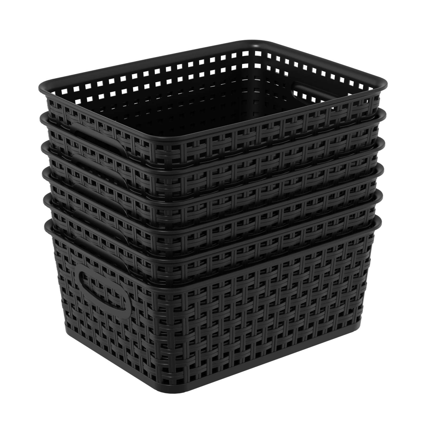 Organizador de cocina y escritorio Xyskin con 6 cestas negras de plástico para armarios