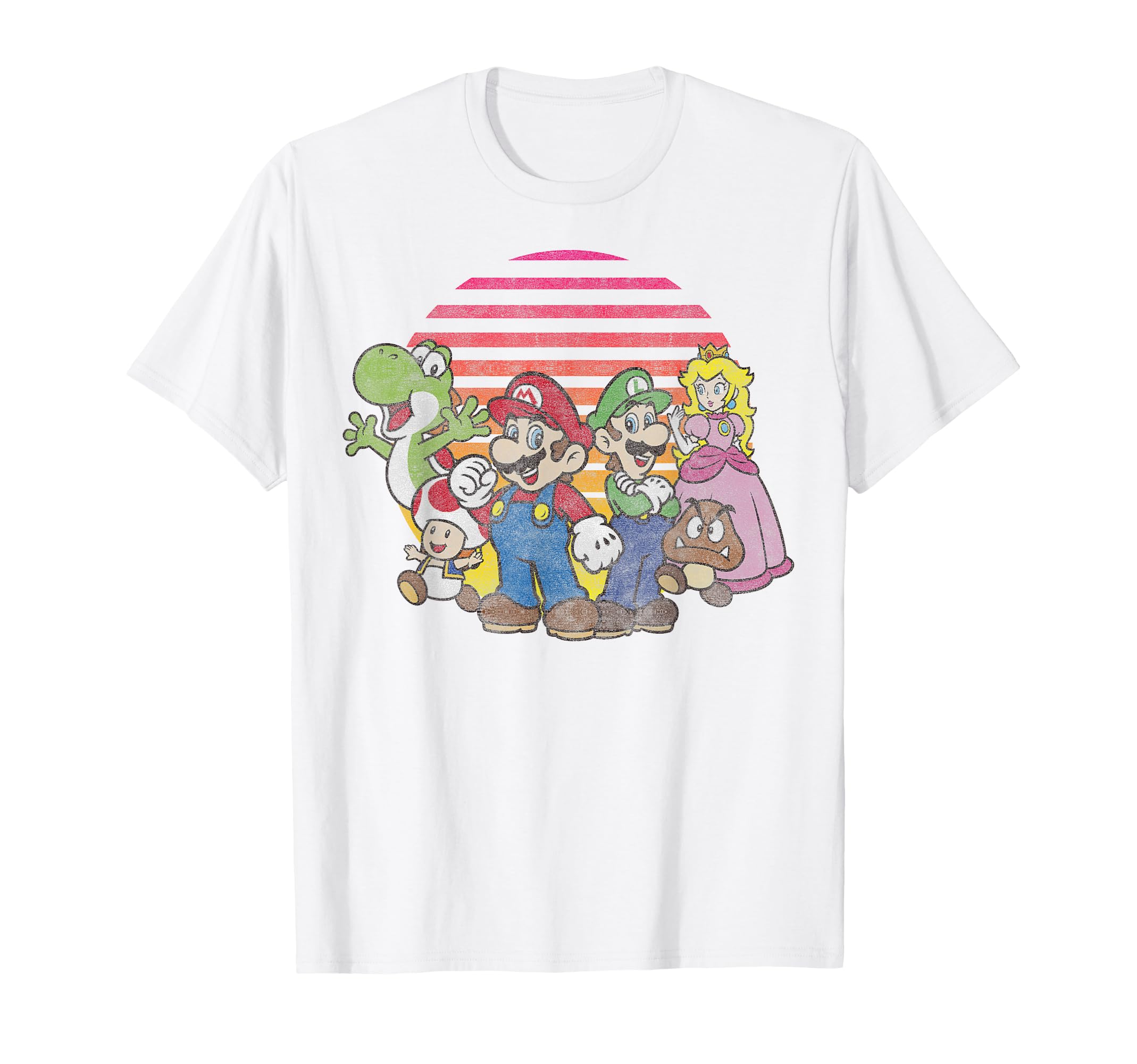 Super Mario Bros Vintage Nintendo Retro Sunset Group Shot T-Shirt