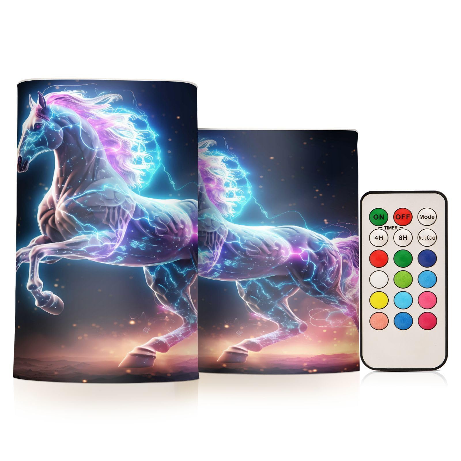 ALAZA Horse (8) Flickering Flameless Candles Battery Operated with Remote Timer,Tea Light Candles LED Pillar Votive Candles Set of 2 for Outdoor Indoor Decorations