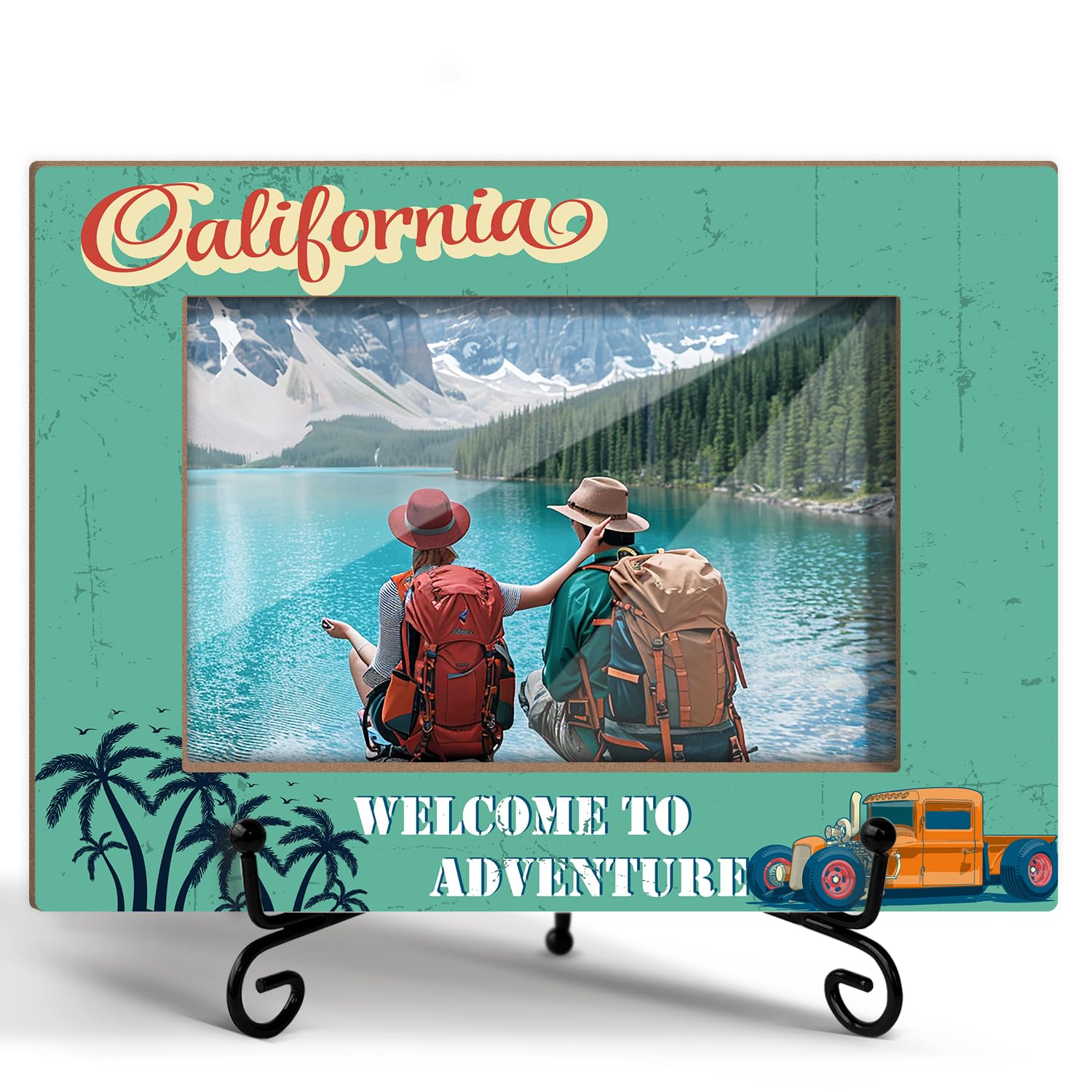 BSNZZIO California Travel Photo Frame, Wooden Picture Frame with Stand, Vacation Gifts for Friends Coworker, California Souvenirs Office Home Desk