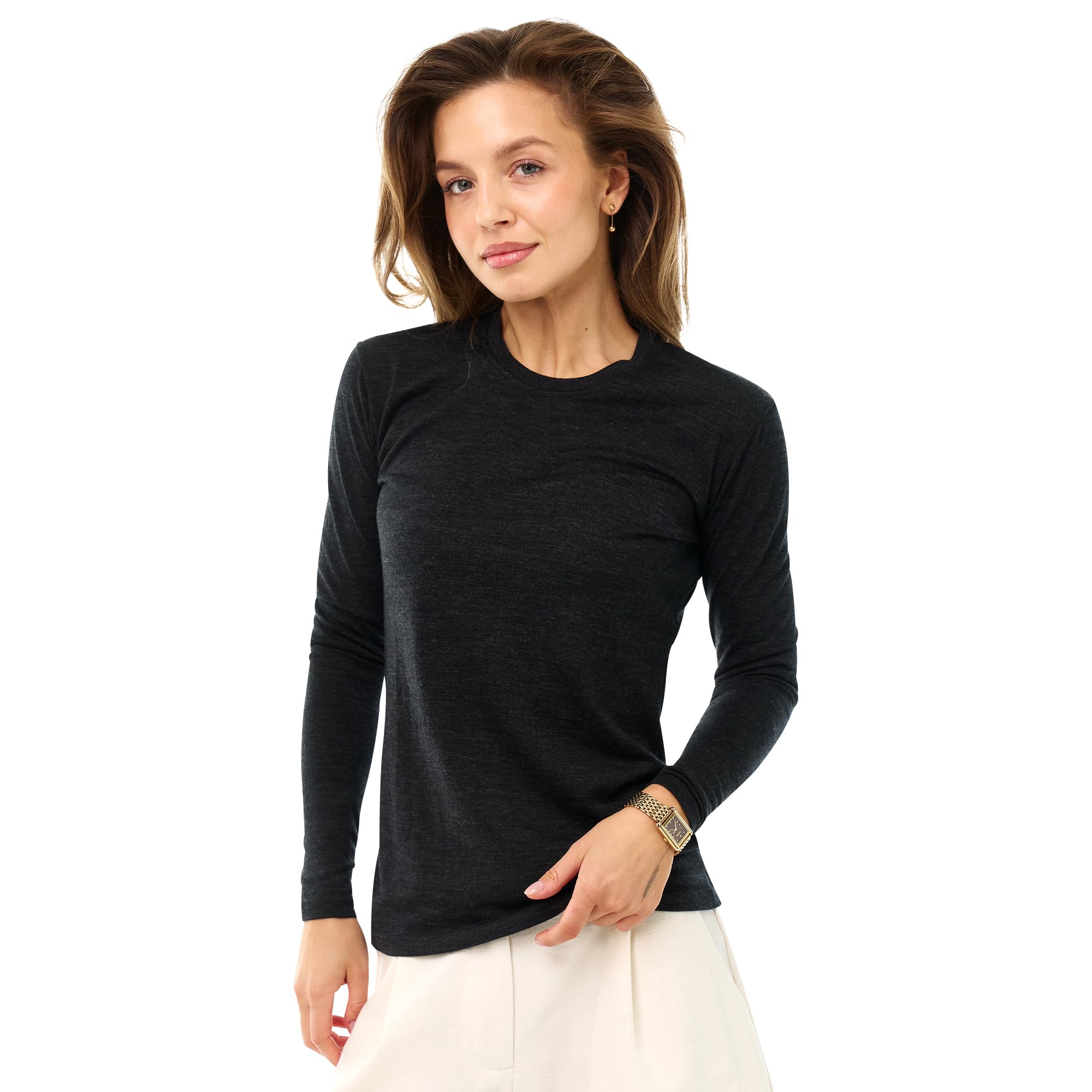 100% Merino Wool Base Layer Women - Thermal Merino Wool Shirt Women | Lightweight Shirts, Breathable, Naturally Odor-Resistant, Moisture-Wicking,