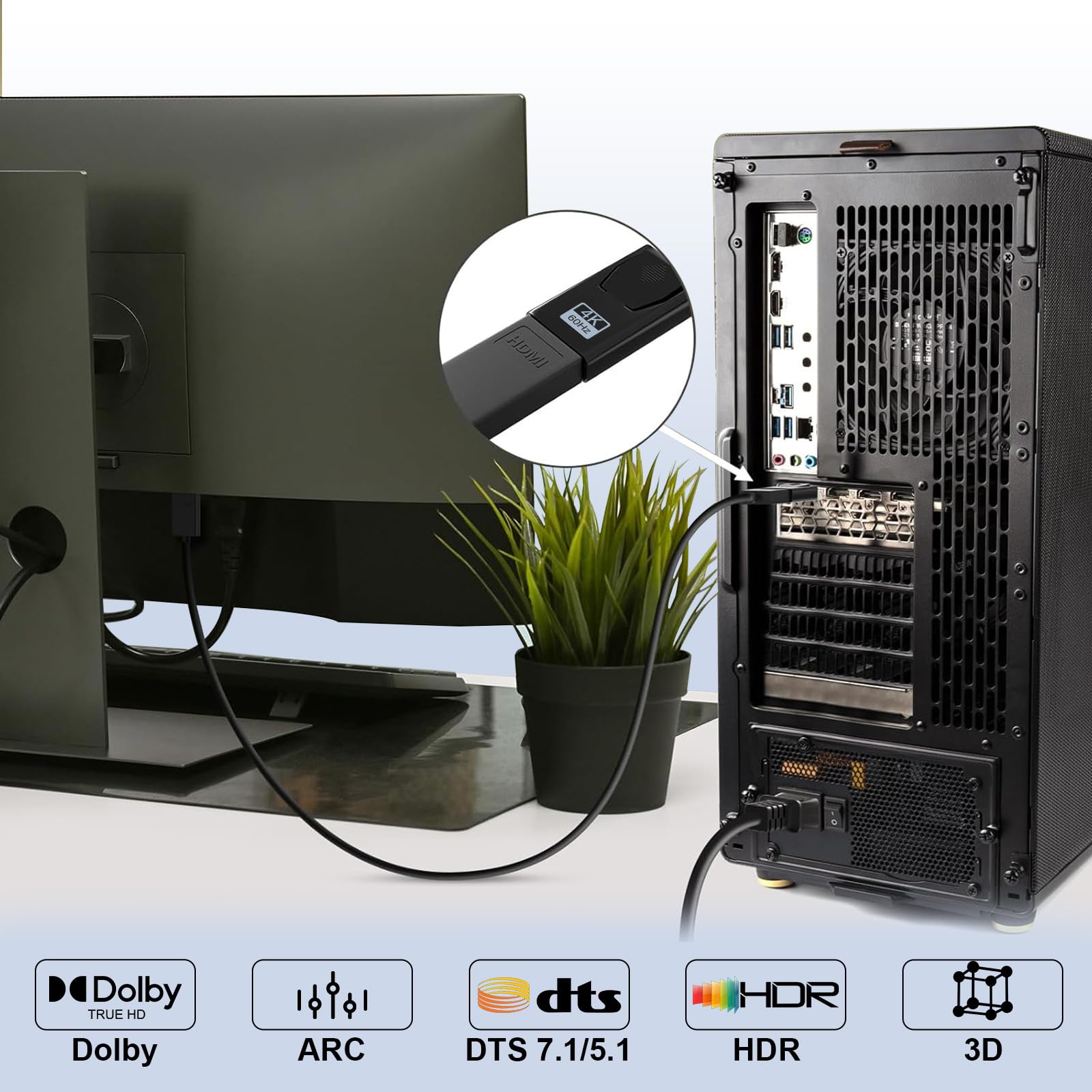 Adapter wyświetlacza 4K na HDMI, jednokierunkowy DP na HDMI 4K 60Hz/2K 60Hz/1080P @120Hz, adapter Displayport na HDMI, kompatybilny z Dell, HDTV, projektorem, monitorem, AMD, GPU, NVIDIA