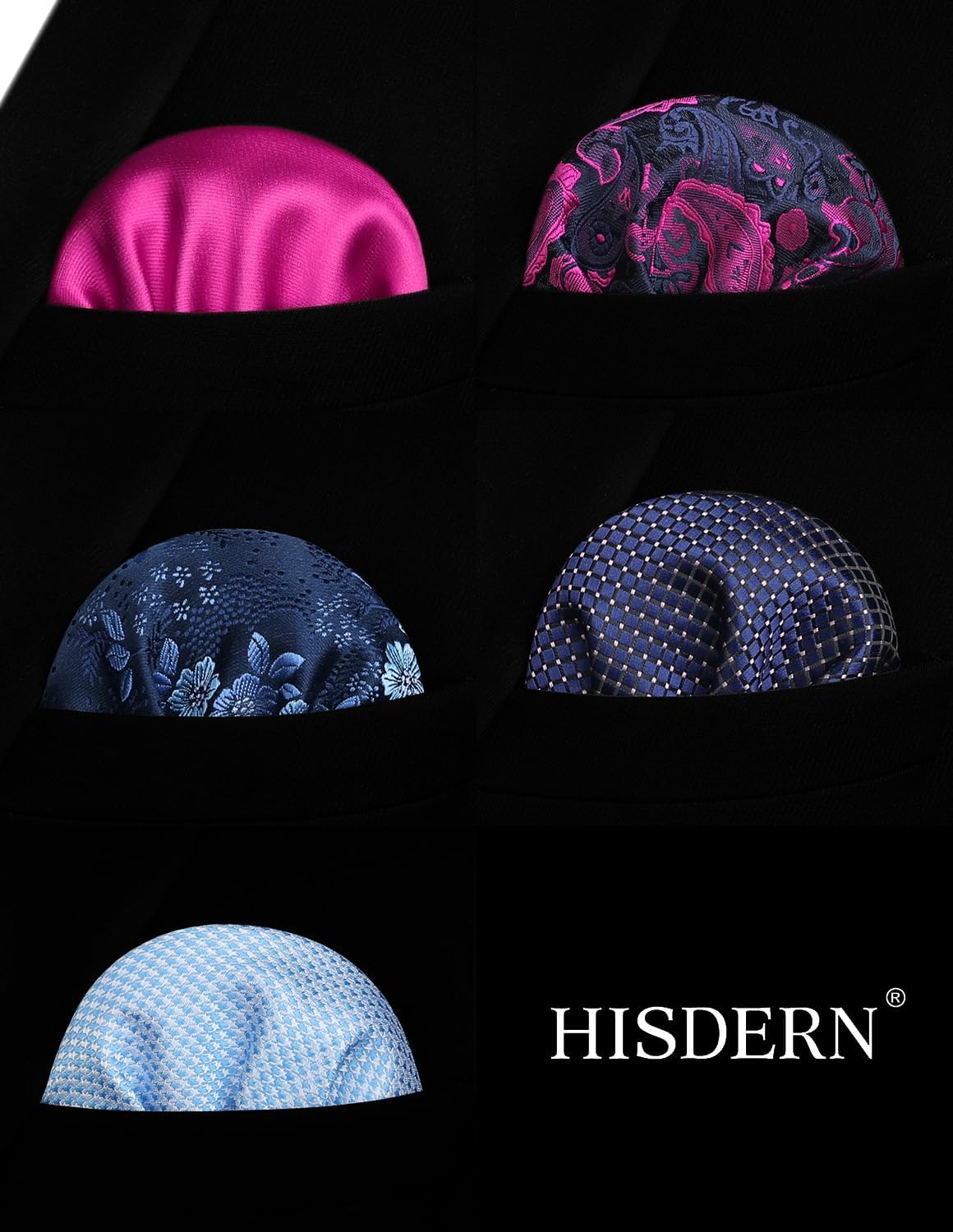 HISDERN Mens Ties Set 5PCS Collection Tie with Pocket Sqaure Formal Business Necktie Present Box Neckties Set for Men