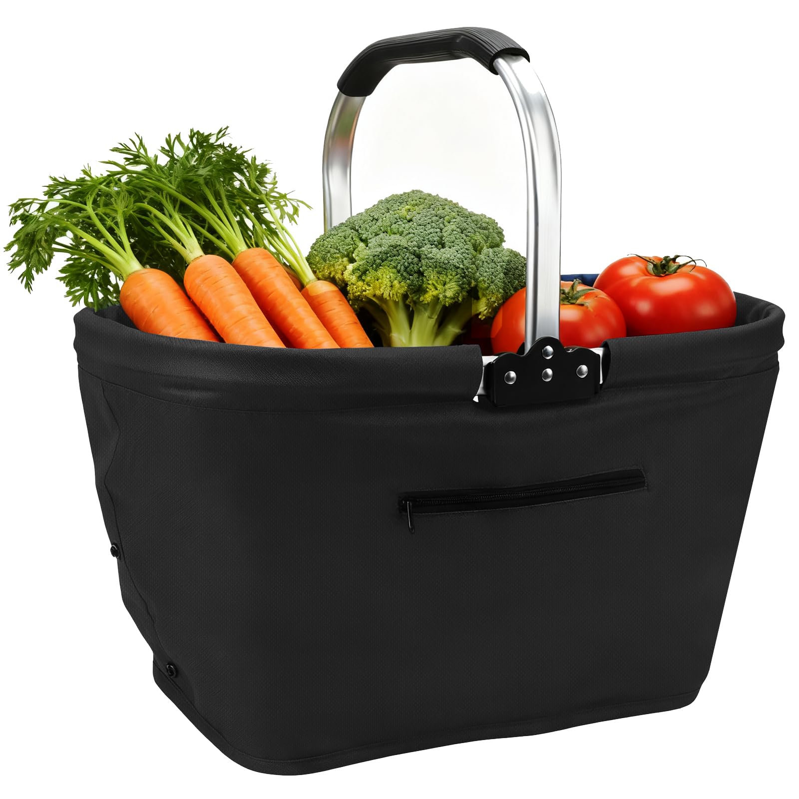 Cestino per Picnic Pieghevole 25L,Cestino Per la Termico per Alimenti Freddi con Coperchio,Frigo portatile per scatola da picnic in tessuto Oxford,Borsa termica per Shopping, Spiaggia, Escursioni