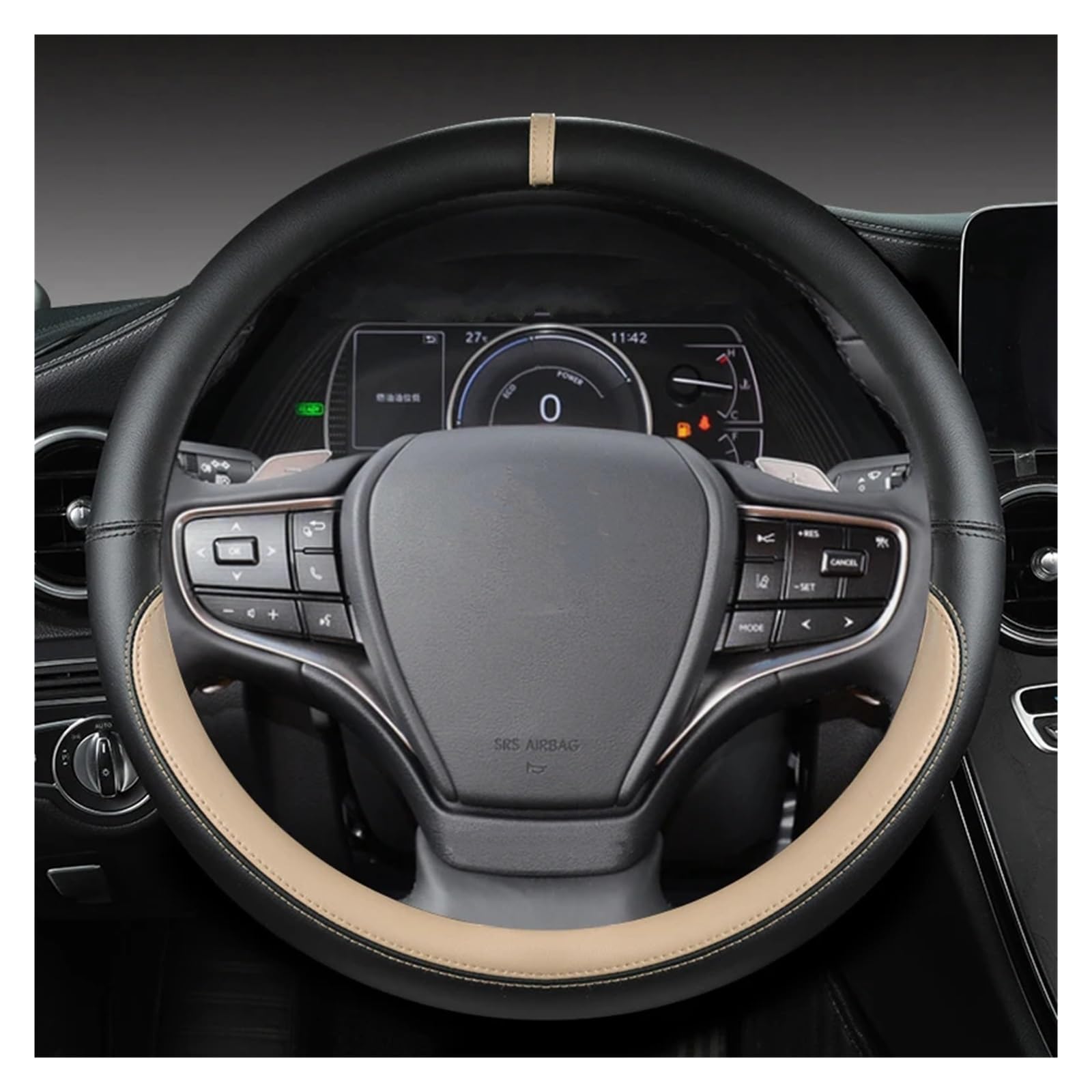 SQIFBA Steering Wheel Cover For Lexus Is250 RX350 Is350 GX460 Is300 ES350 RC LS NX CT200h Microfiber Leather Car Steering Wheel Cover 38CM Auto Accessories Car Interior Decor(Beige)