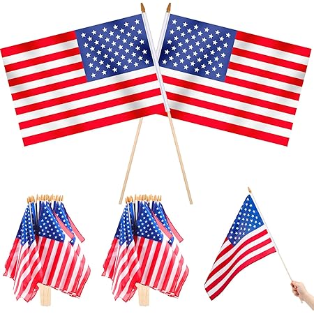 Amazon.com : Newwiee 24 Pcs American Flags on Stick 12 x 18 Inch
