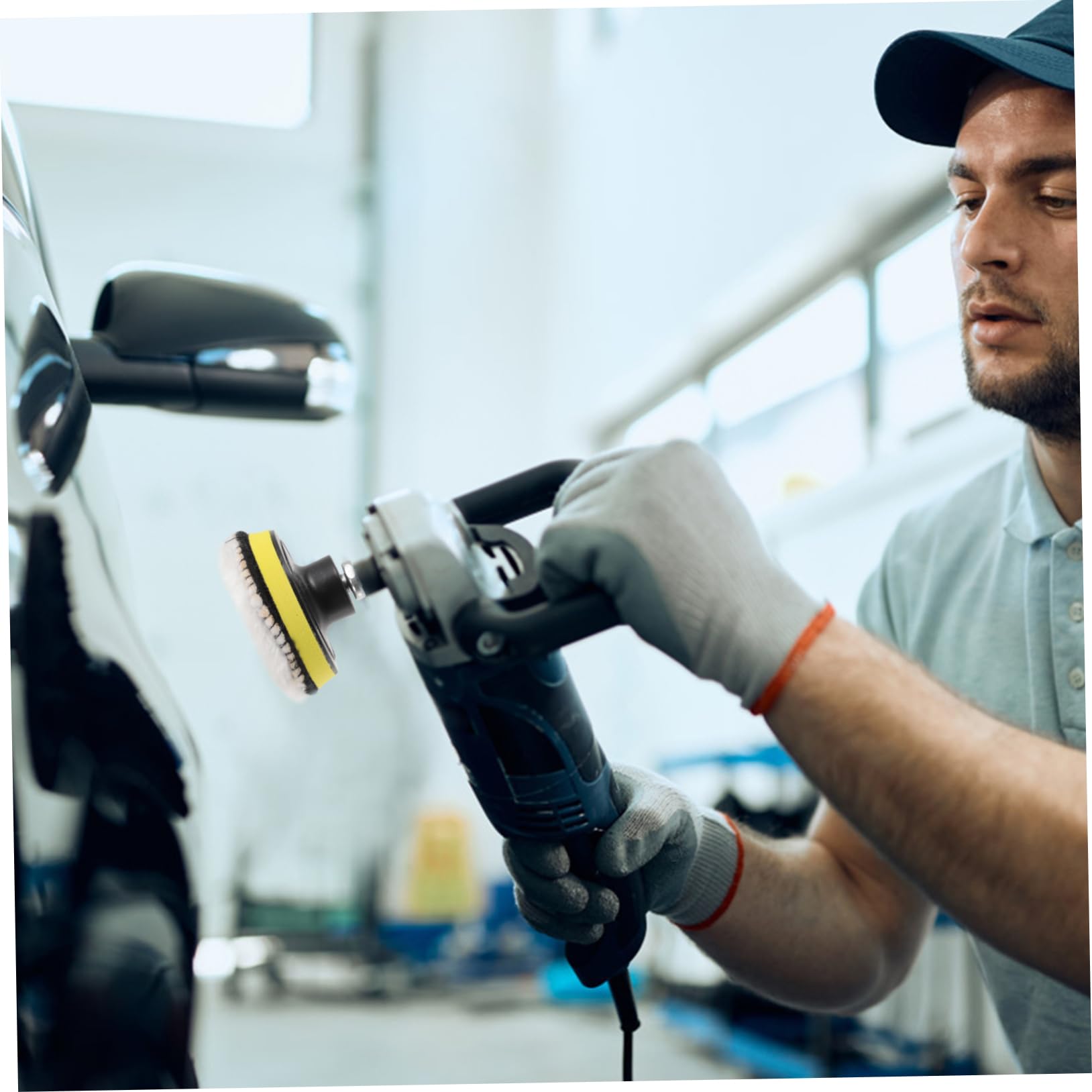 PRETYZOOM Complete Car Care Kit 3-inch Polishing Disc Set Drill Buffer Attachment Car Wax Buffer Suitable for Air or Electric Polishers Reusable Fleece Pad and Hooks