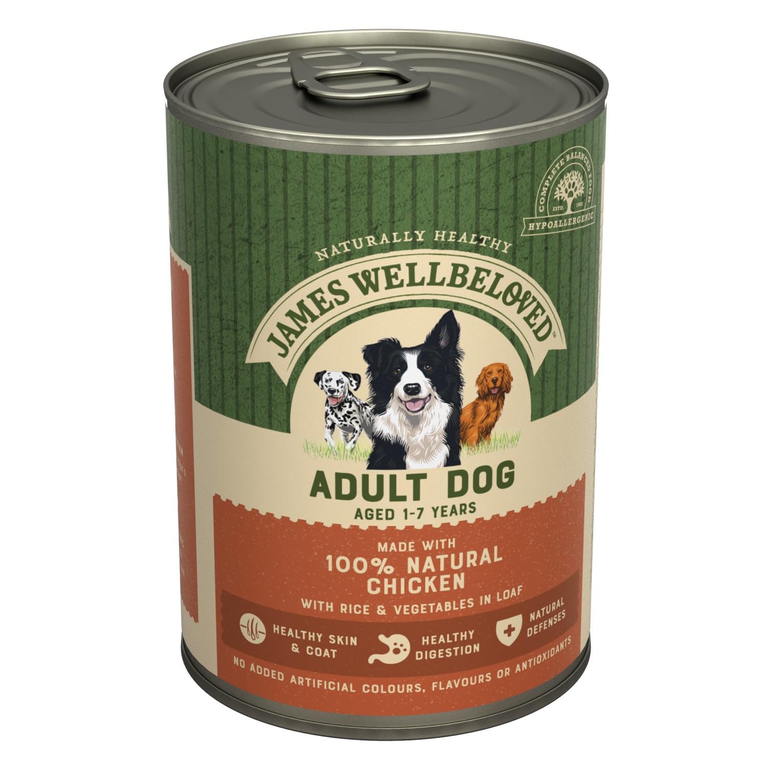 James Wellbeloved Boîte pour chien adulte poulet et riz dans du pain 12 x 400 g