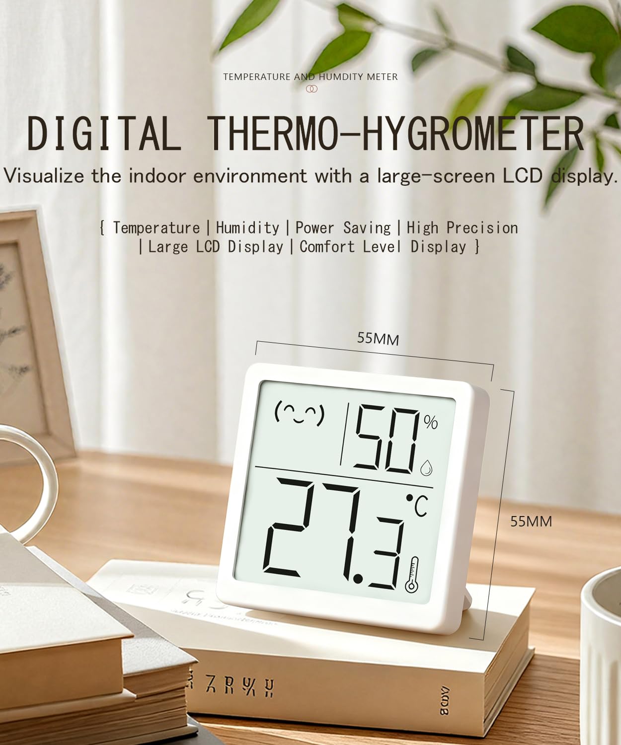 Small Digital Hygrometer Indoor Thermometer Ambient Thermometer Temperature Monitor and Humidity Meter for Home Office Comfort Reptile Thermometer (2 Pack Emoji CR2032 Battery Powered) - 3