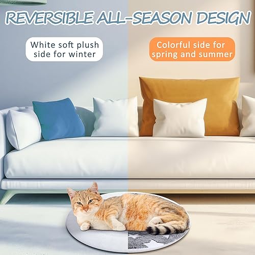 Miniatura 7 de VitalCozy Paquete de 2 almohadillas autocalentables para gatos, reversibles, lavables a máquina, reflejan el calor corporal, térmica, redonda, para