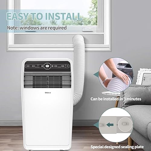Miniatura 9 de Shinco Aire acondicionado portátil de 8,000 BTU, unidad de CA portátil con modos integrados de enfriamiento, deshumidificador y ventilador para