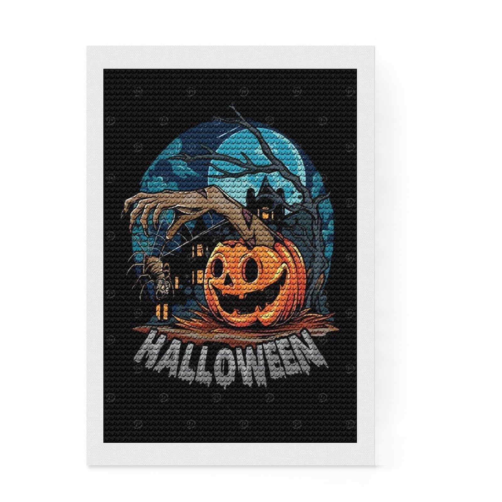 Junmoney 70 Halloween Pumpkin 70 Diamond Art Canvas 8"x12", for Women, Sparkling Round Gems, Gift Idea, Boho Decor, Satisfying Creative Project
