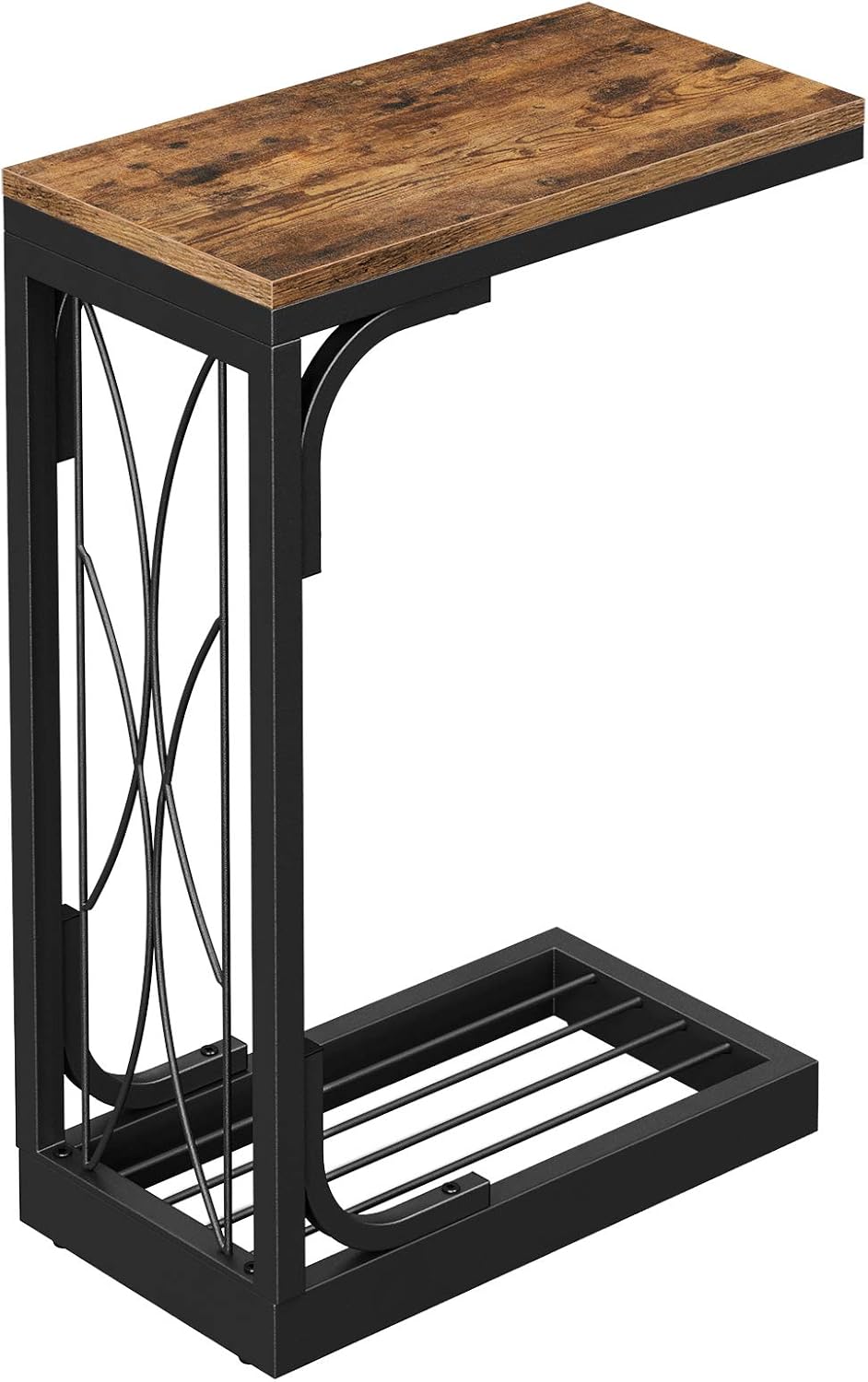 VASAGLE Industrial Snack Table, Heavy-Duty Sofa Side Table for Living Room, Steel Frame, Rustic Brown and Black ULNT040B01