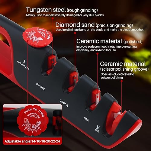 Miniatura 2 de Afilador de cuchillos de cocina 4 en 1 ajustable de 14 a 24, ayuda a reparar, restaurar y pulir cuchillas el mejor afilador de cuchillos de cocina