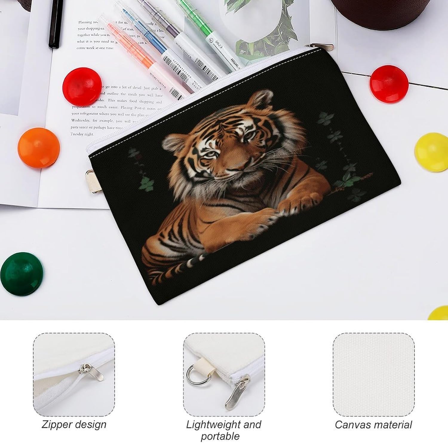 With Tiger And Paws Coin Purse Mini Coin Pocket Pouch Change Holder for Men Women Portable Change Wallet