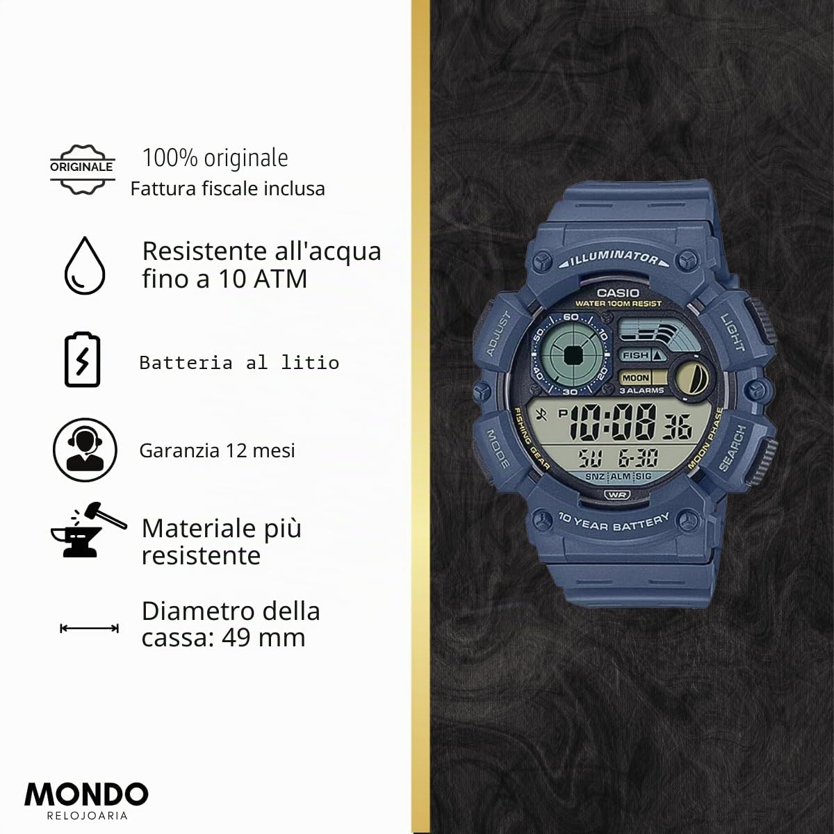 Casio Orologio Digitale Multifunzionale da Uomo, Facile da Leggere. D293