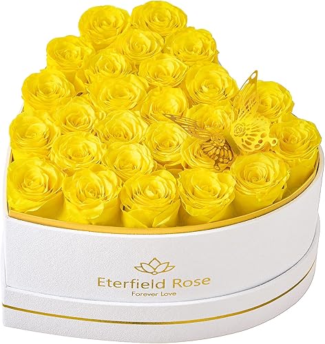 Miniatura 25 de Eterfield 27 flores para siempre en caja con forma de corazón, rosas preservadas que duran un año, flores preservadas, regalos de cumpleaños para