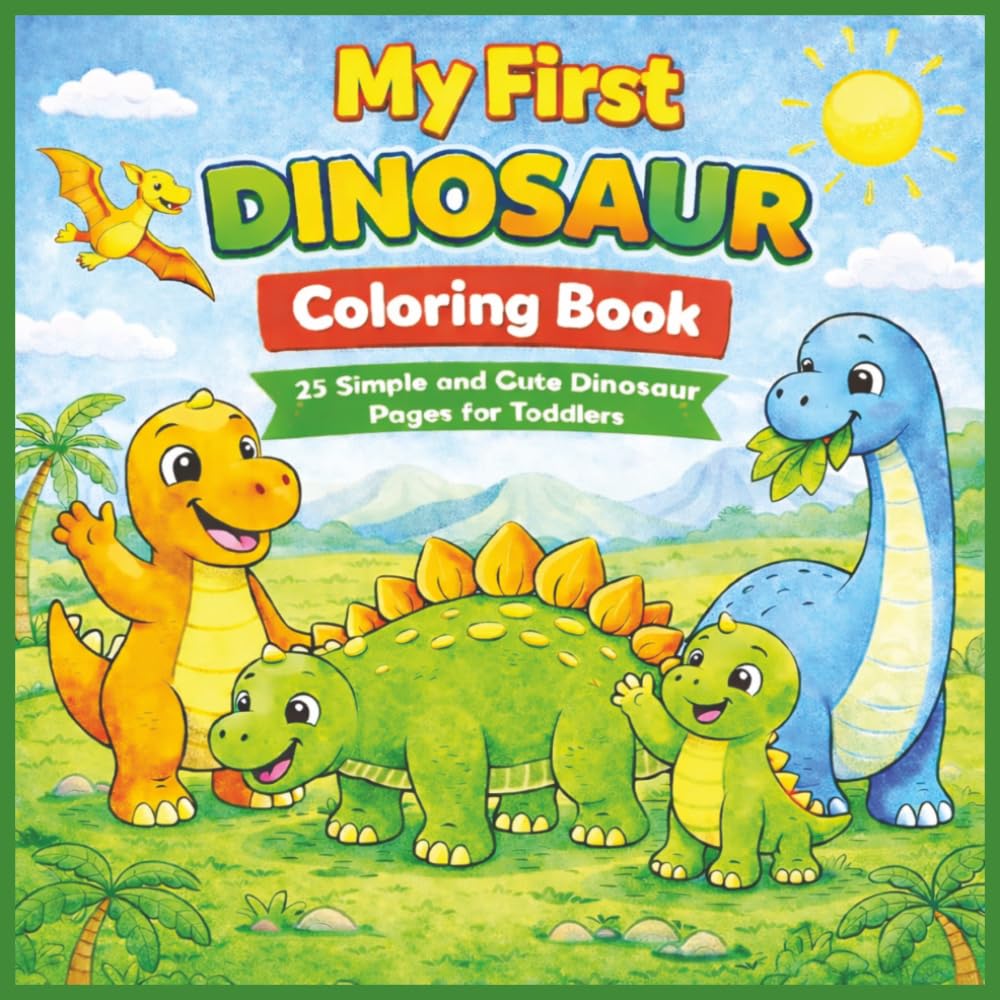 My First Dinosaur Coloring Book: 25 Simple And Cute Dinosaur Pages For Toddlers