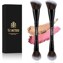 Blush Brush, Dual-Ended Foundation Makeup Brush for Contouring, Blending, and BronzingAngled & Round, Angled Contoured for Flawless Face Foundation, Vegan & Cruelty-Free