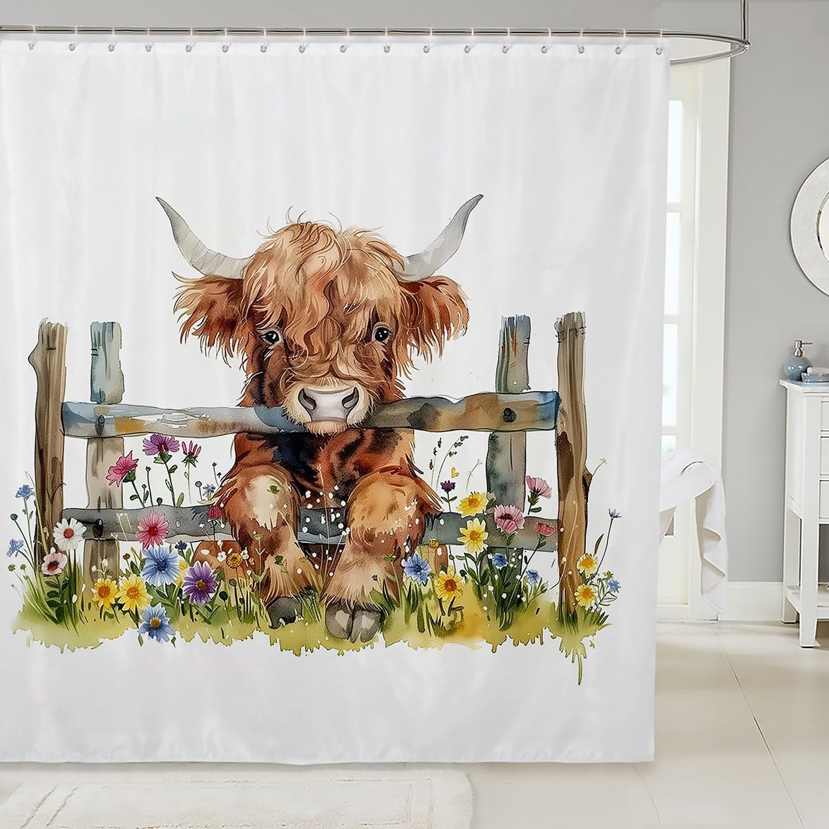 Erosebridal Black Pet Bath Curtain 72" Wx78 L Cat Animal Bathroom Accessories for Kids Boys Girls Beard Kawaii Cute Cool White Waterproof Shower Curtain