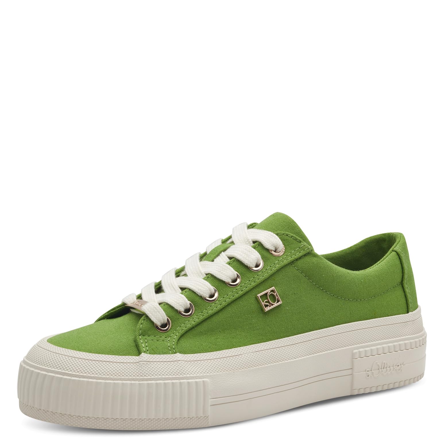 s.Oliver Women's Platform Trainers with Laces, Comfortable, Green, 5 UK