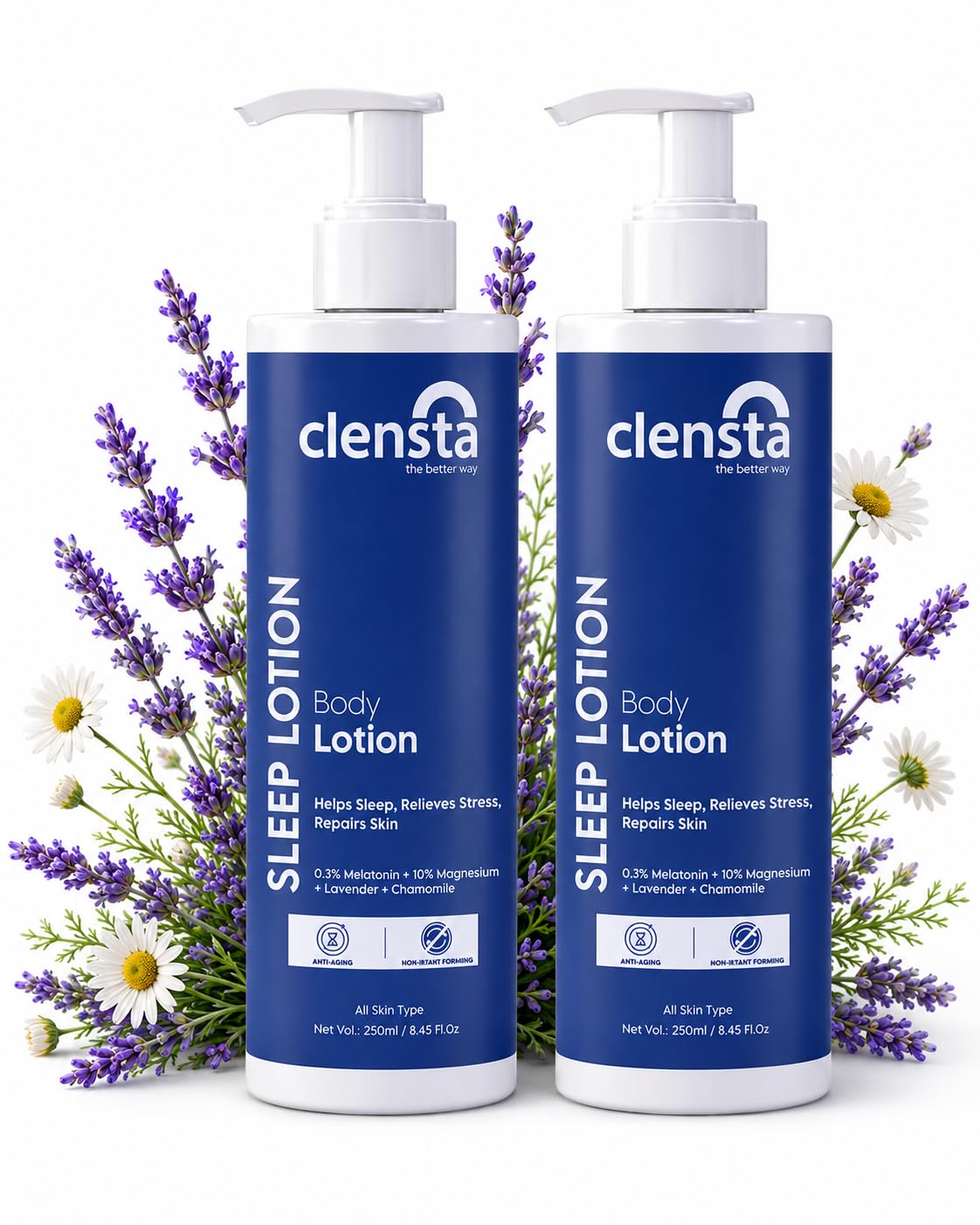Clensta Sleep Body Lotion with Melatonin, Magnesium, Lavender & Chamomile For Deep & Restful Sleep | Promotes Muscle Recovery, Relieves Pain & Reduces Signs of Ageing | Pack of 2 | 500 ml-image-21