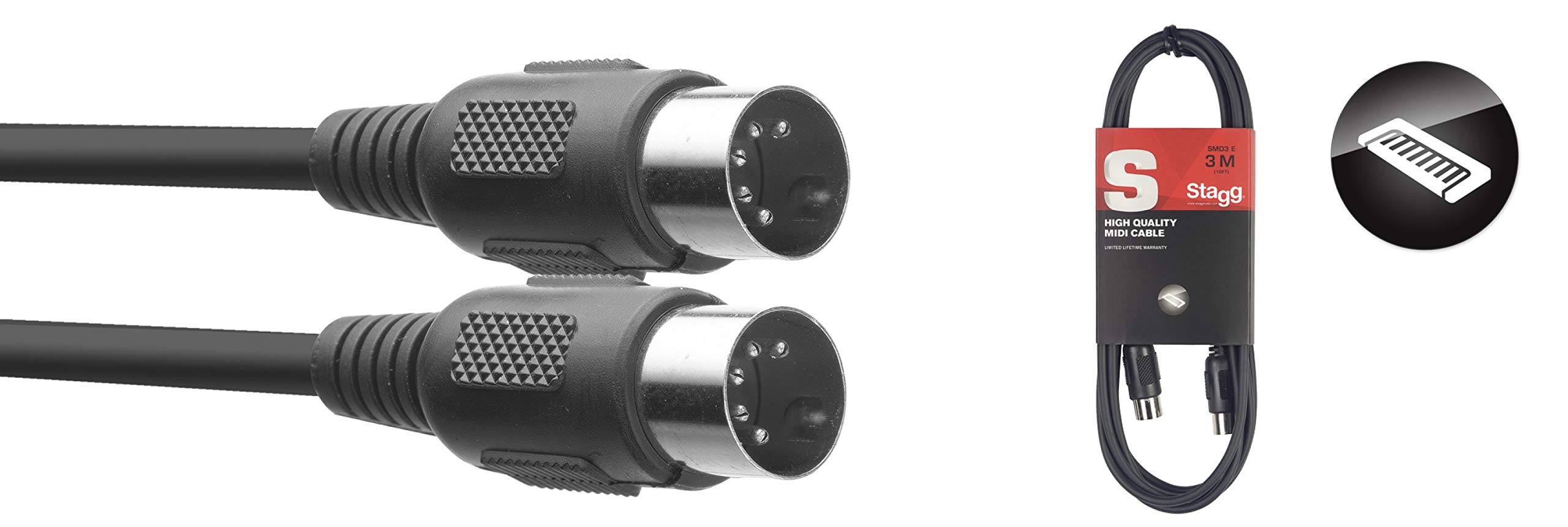 Stagg SMD6-E - Câble MIDI DIN/DIN (m/m) 6 M Connecteurs En Plastique