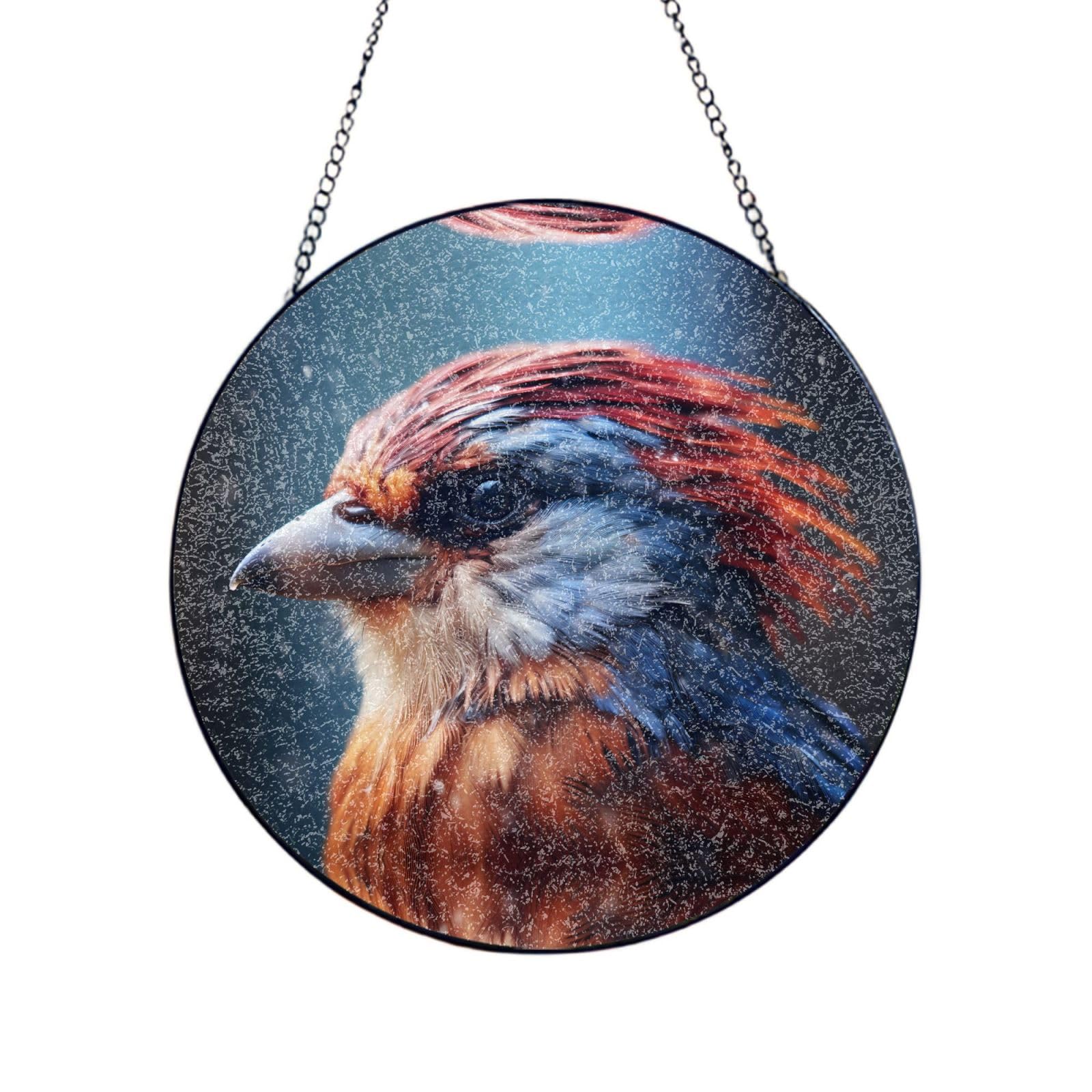 Poezjzw Stained Glass Window Hanging - Colorful Feathered Tits Sun Catcher For Door Garden Home Decor Christmas Mother'S Day Birthday Gifts 4in（10cm）