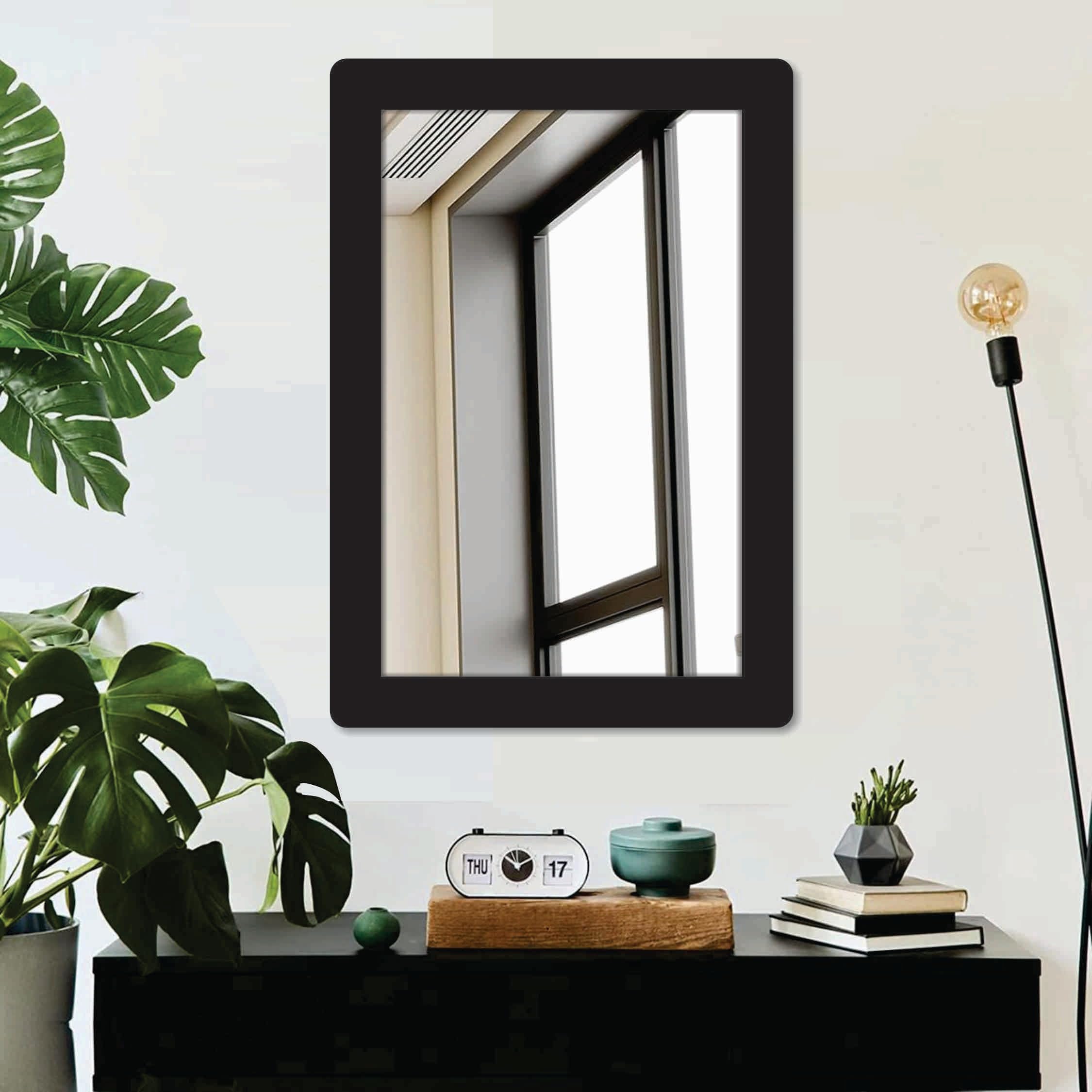 Small Size Rectangle Mirror for Cosmetic Shaving Make Up Bathroom and Indoor Use (Black 9x13inch)