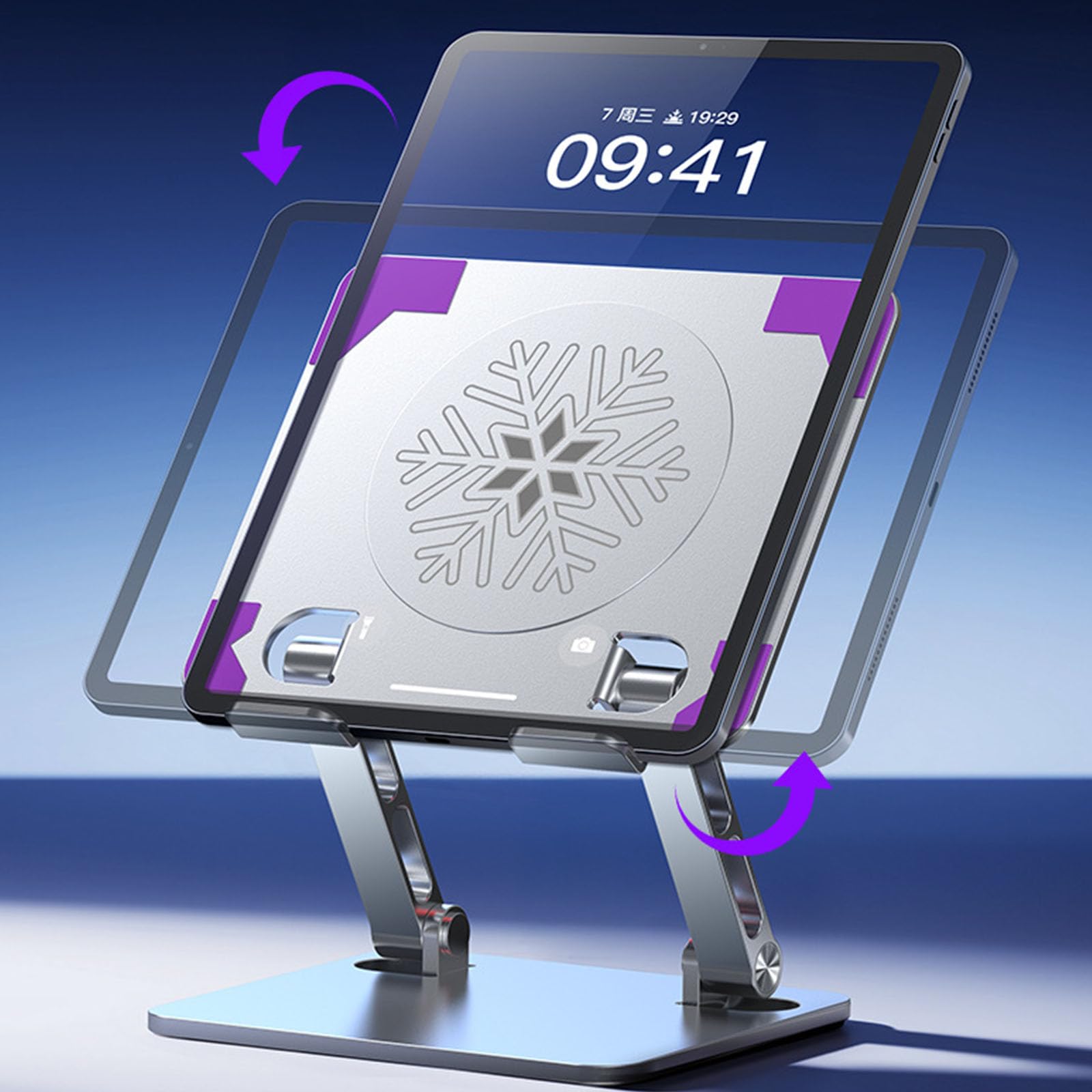 Supporto ergonomico per tablet con raffreddamento magnetico Base stabilizzante in lega alluminio Soluzione riduzione del calore per supporto raffreddamento per tablet in lega alluminio
