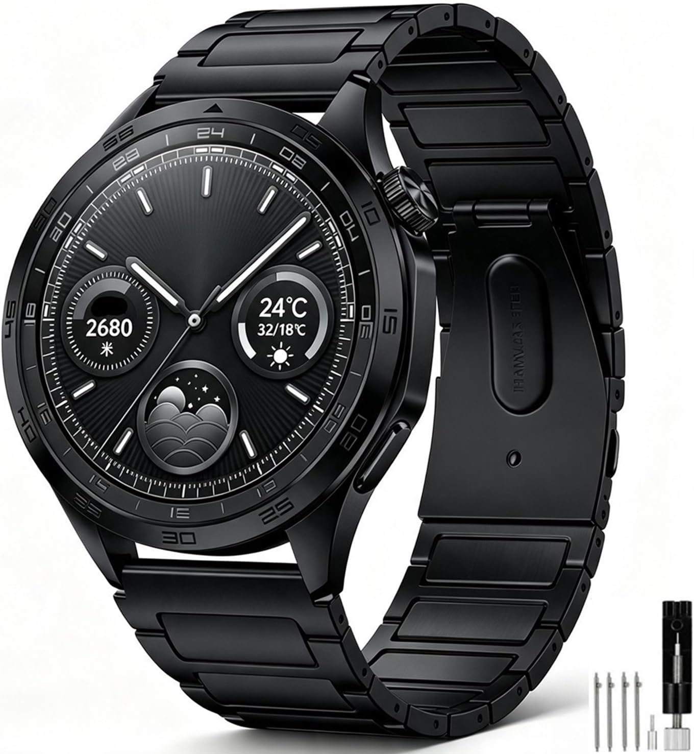 22mm Stainless Steel Quick Release Watch Band Compatible with Samsung Galaxy Watch 3 45mm/Gear S3 Frontier/Garmin Venu 4 45mm/3 45mm/2/Vivoactive 4/Forerunner 570(47mm)/255/265/Amazfit Helio/Bip 6/5/Balance 2