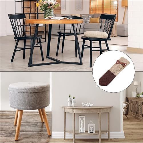Miniatura 7 de uxcell Calcetines para patas de silla, 24 unidades, calcetines de muebles de punto, protectores de pies de mesa para suelos de madera (beige y