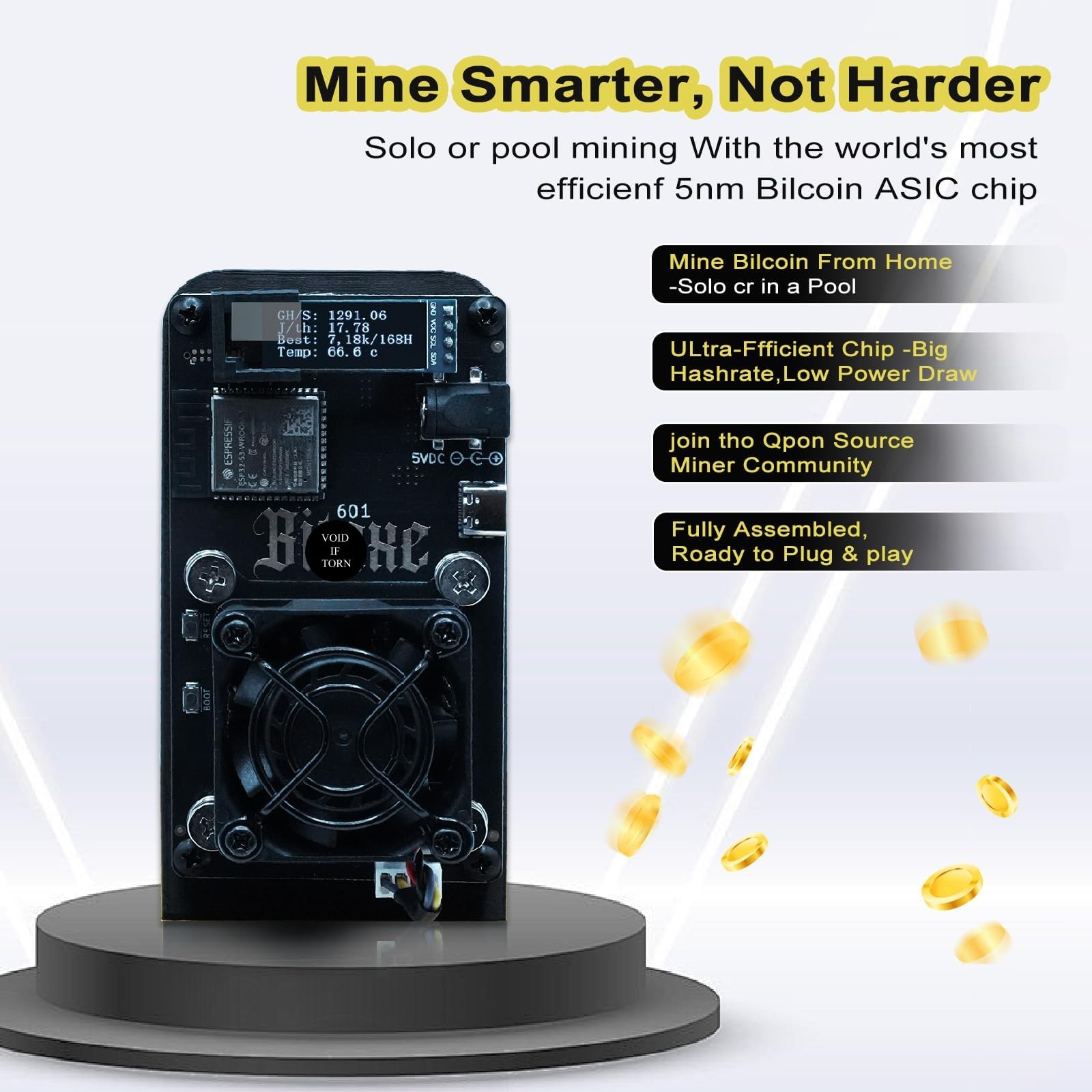 Bitaxes Gamma 601 Bitcoins Miner 1.2TH/S Sistema de Código Aberto BM1370  Asic Chip Lucky Miner 15W/TH BTC Conexão Solo Mineiro Cripto Moeda Miner  Uso Doméstico (Laranja) | Amazon.com.br