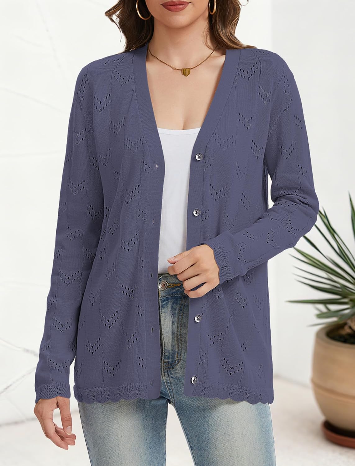 Womens Cardigan Sweaters Lightweight Long Sleeve Casual Button Down V Neck Knit Outerwear Fall Fashion 2025 - Image 2