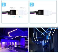 Plozoe LED Szalag Hosszabbító Kábel - 2 db 2m Fehér 4-Pin Csatlakozó RGB 3528 5050 2835 LED Szalaghoz - Szerszám Nélküli Telepítés 4