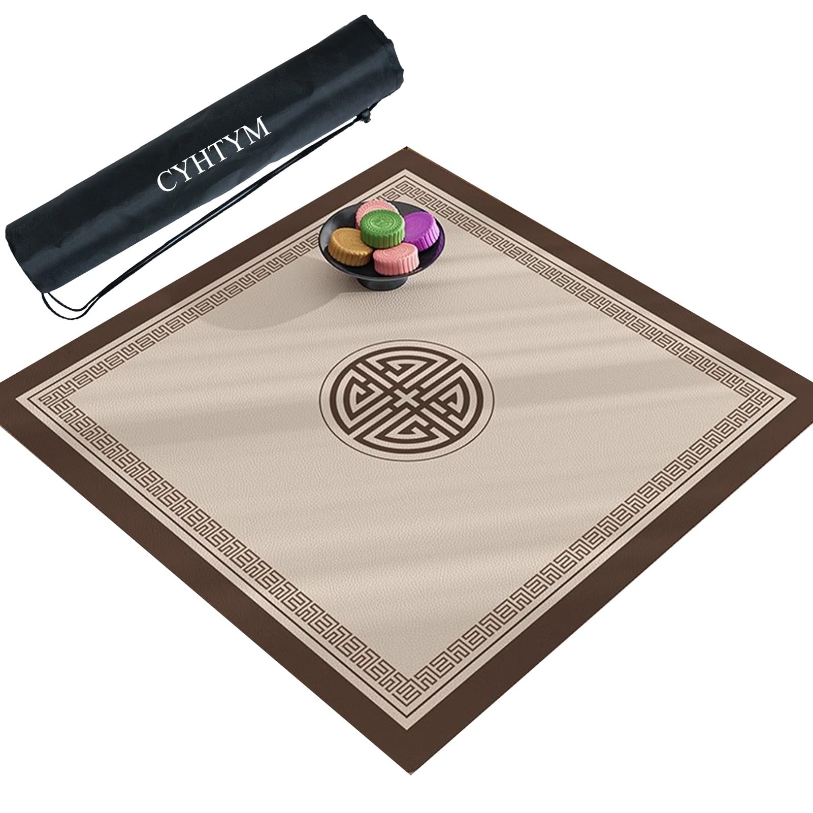 Grand Tapis de Mahjong carré, Nouveau Tapis de Table antidérapant de Style Chinois(100CM/39.3")