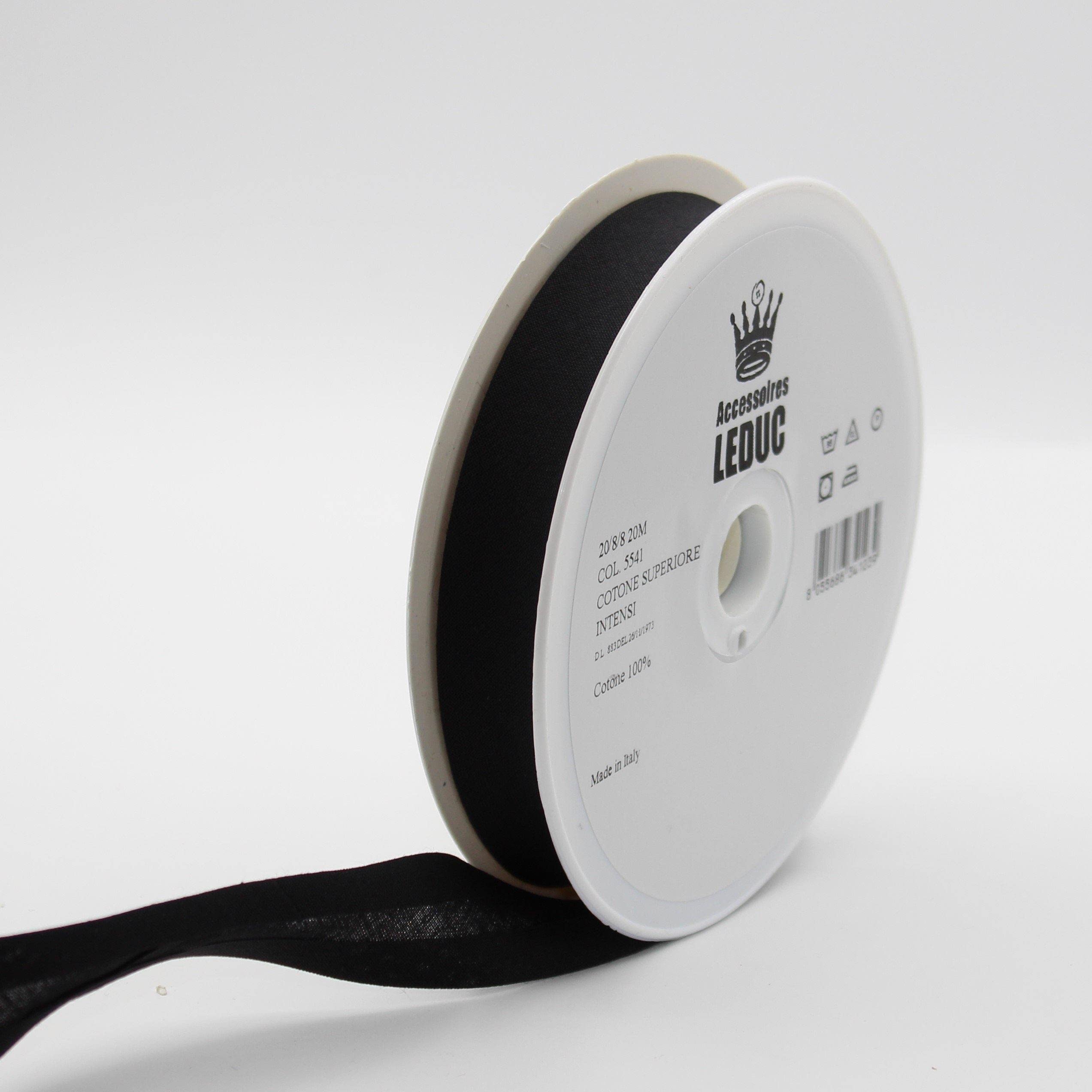 Leduc 20 m Biaisy Cotton - 30 Different Colours - for Double Layer Sewing 8 20 8 mm Italian Quality Black 5541