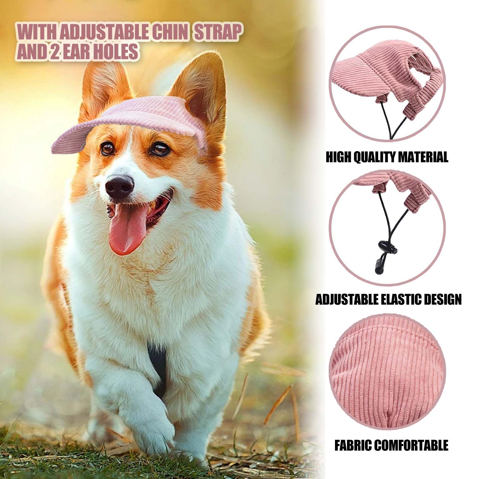 Dog Baseball Cap, Dog Sun Hats, Adjustable Summer Pet Sun Hat with Ear Holes, Small Medium Large Baseball Cap - Image 4