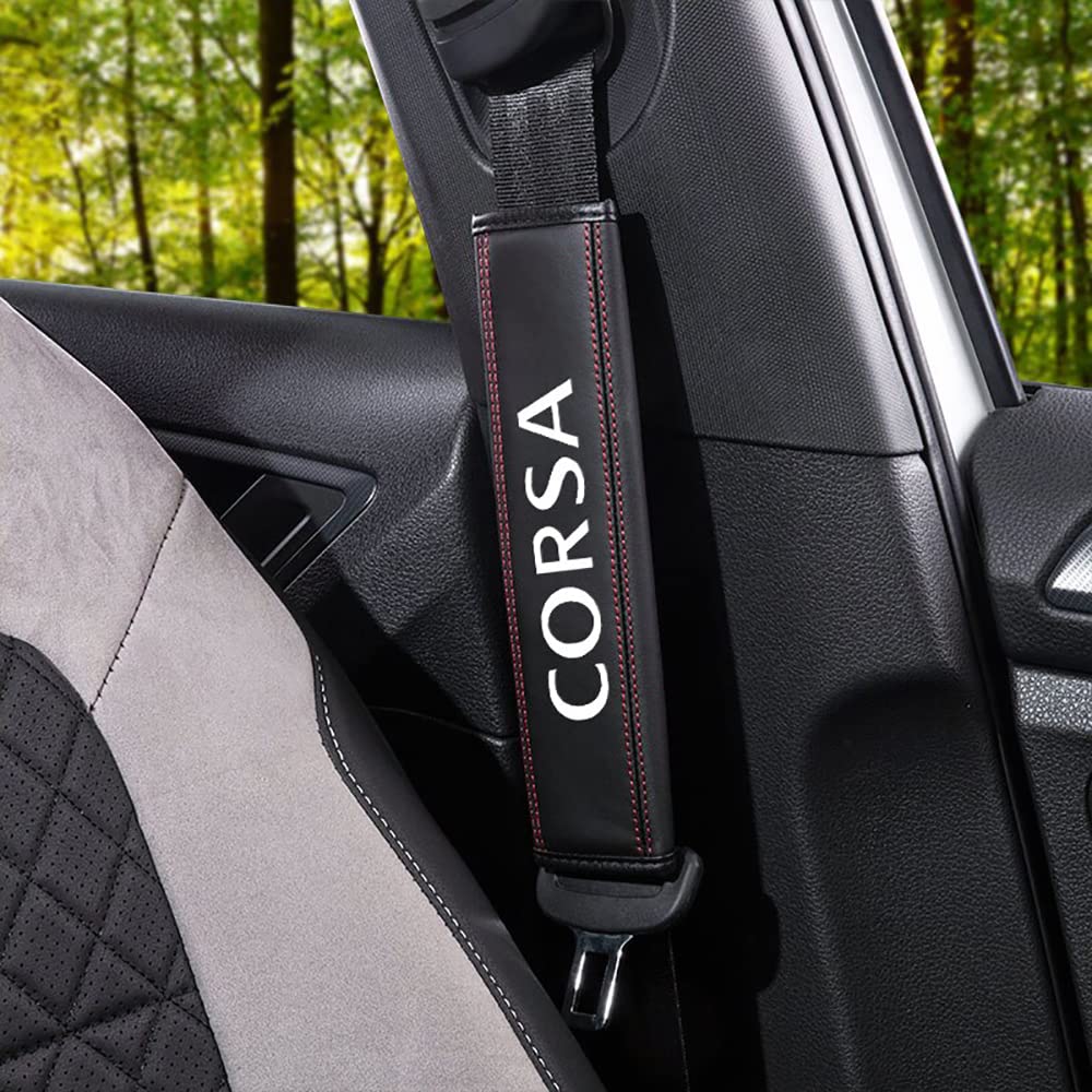 2 Pezzi Auto Pelle Imbottiture Cinture di Sicurezza Cuscinetti Protettivi, per Opel Corsa Accessori Interni