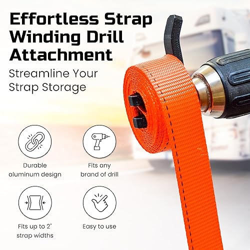 Miniatura 2 de Kalinar Accesorio de taladro de correa de amarre - Herramienta de rodillo de correa de trinquete para taladro - Rodillo de correa de carga para broca