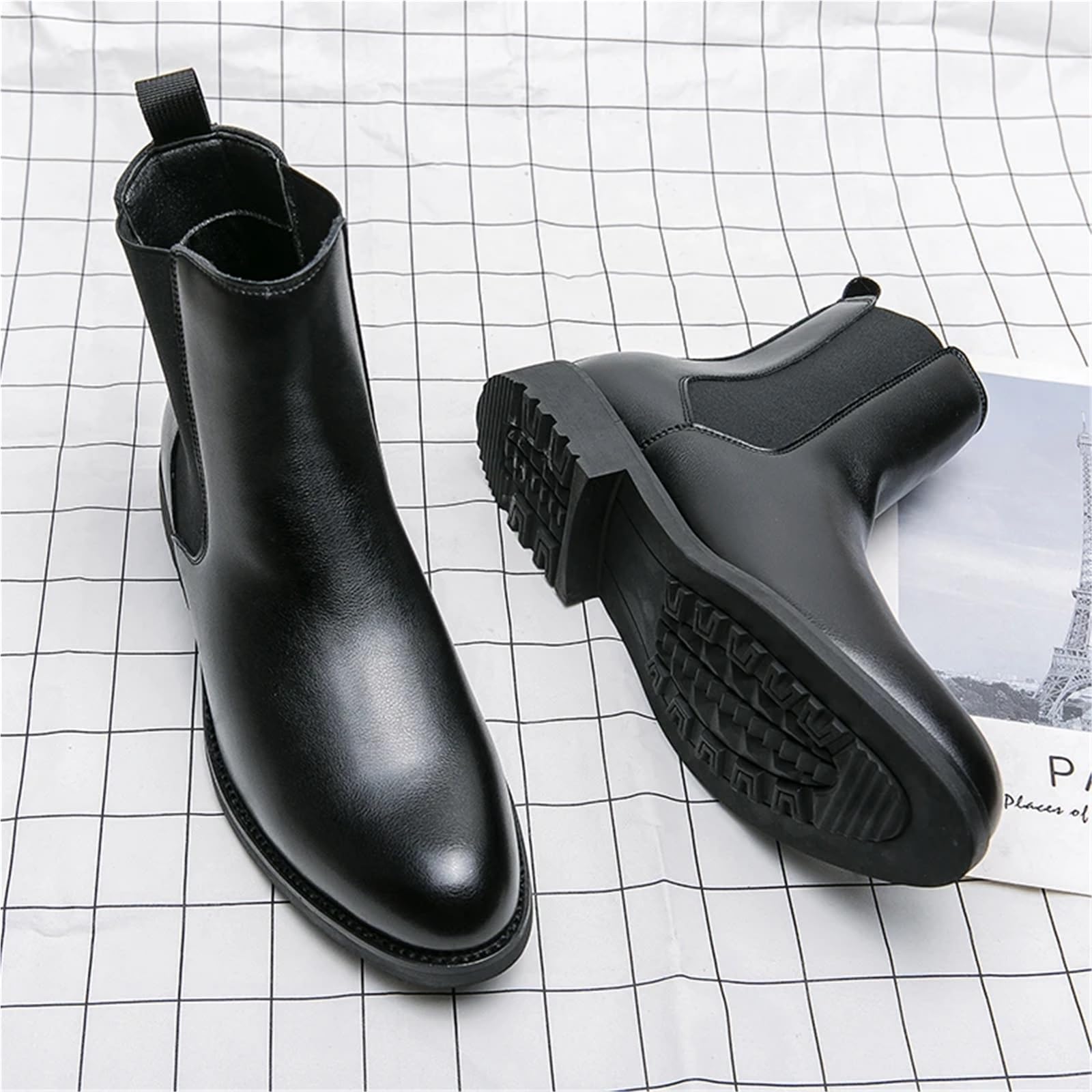 Chelsea Boot Uomo Stivali da uomo invernali in pelle, scarpe autunnali lavoro Chelsea, alte, eleganti