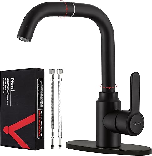 Miniatura 1 de Grifo de baño para fregadero de 3 agujeros, grifo de lavabo de baño de 4 pulgadas, gira 1 agujero grifo de baño negro con cubierta