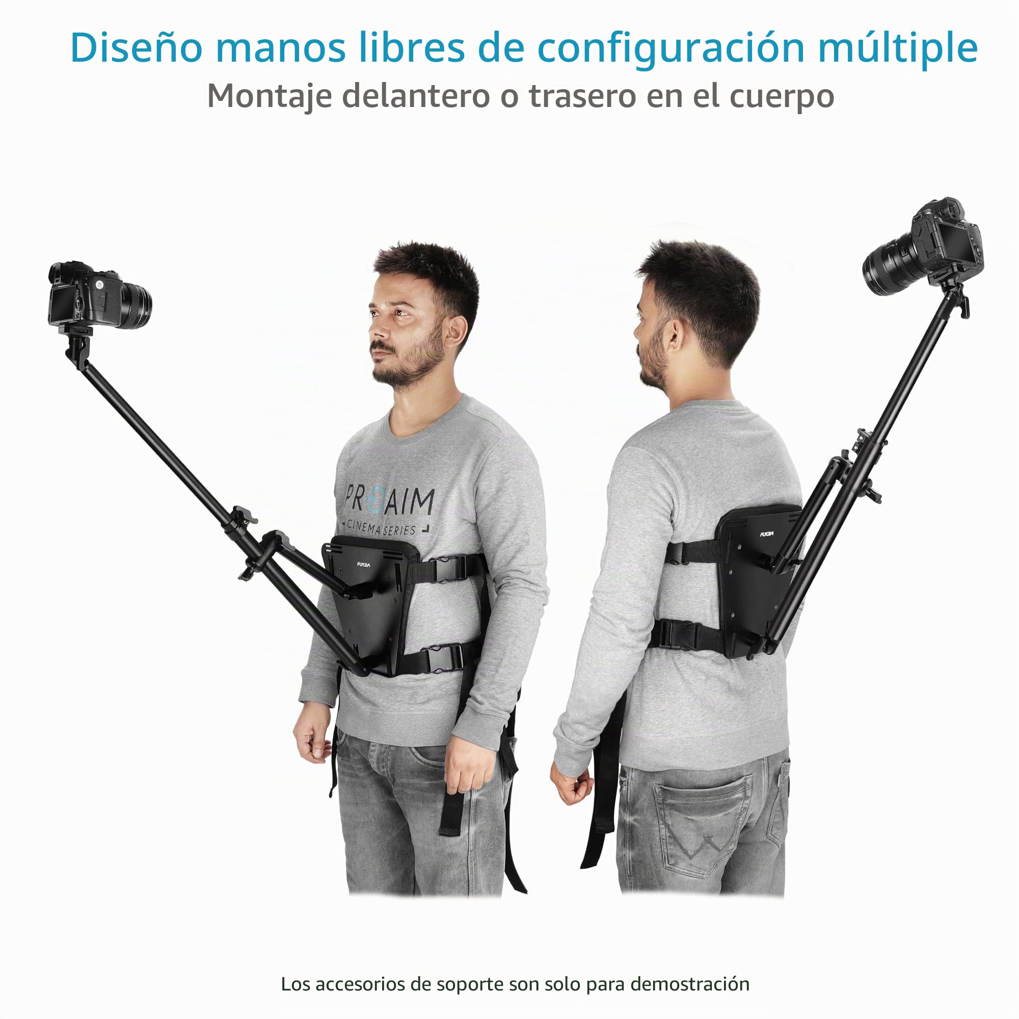 FLYCAM Arnés de montaje para cámara DSLR Camvest manos libres, 1,3 kg | Poste telescópico de 3 pies con inclinación de cabeza de bola de 180° para ángulos de disparo POV o tercera persona