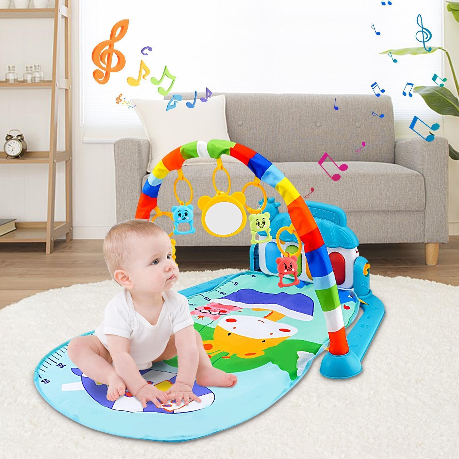 Palestra per attività per bambini,5 giocattoli colorati in 1 e tappetini musicali | Tappetino antiscivolo Tappetino per attività sul della pancia del pianoforte, gioco del della pancia per l'esplorazi